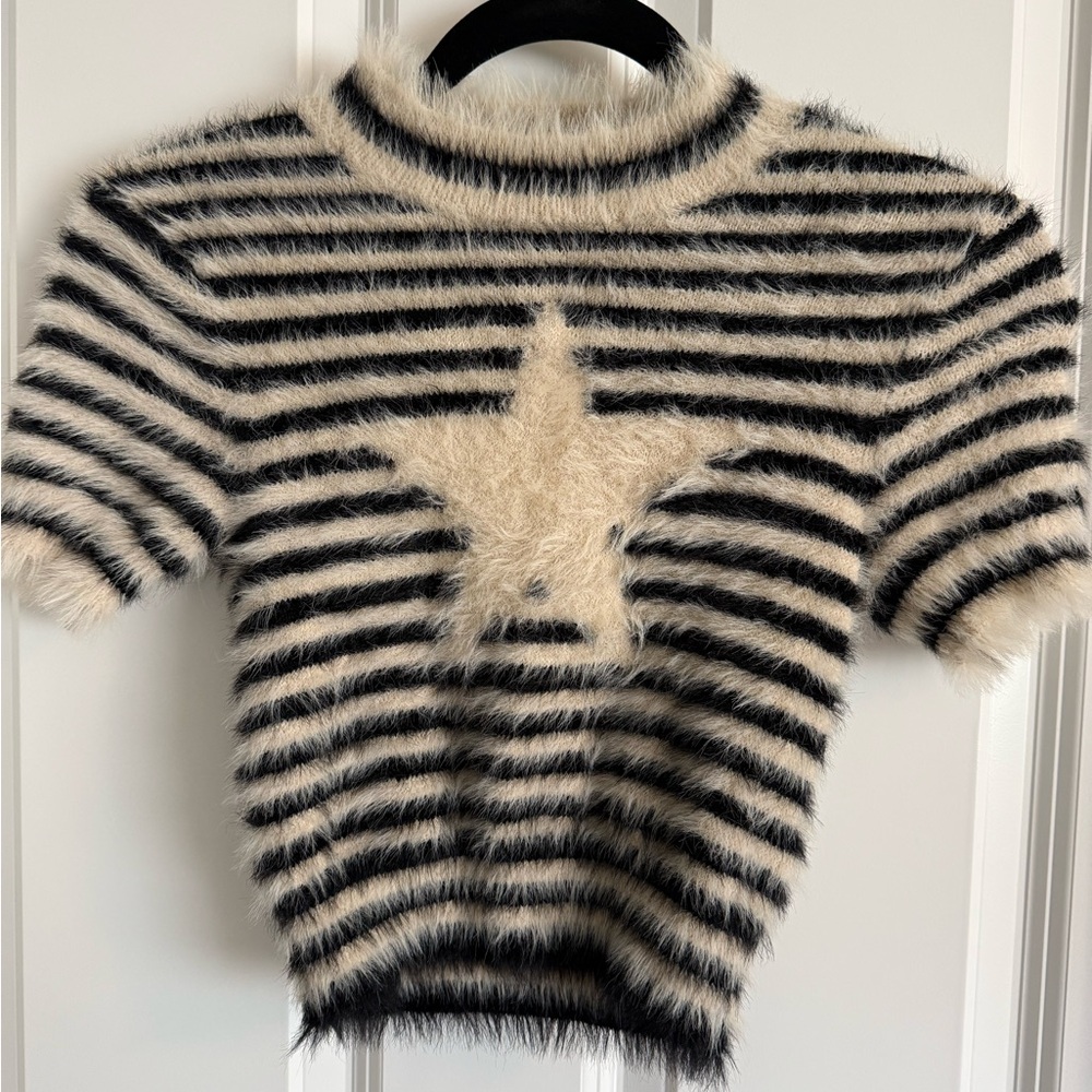 Kimchi Blue Black and Cream Fuzzy Sweater